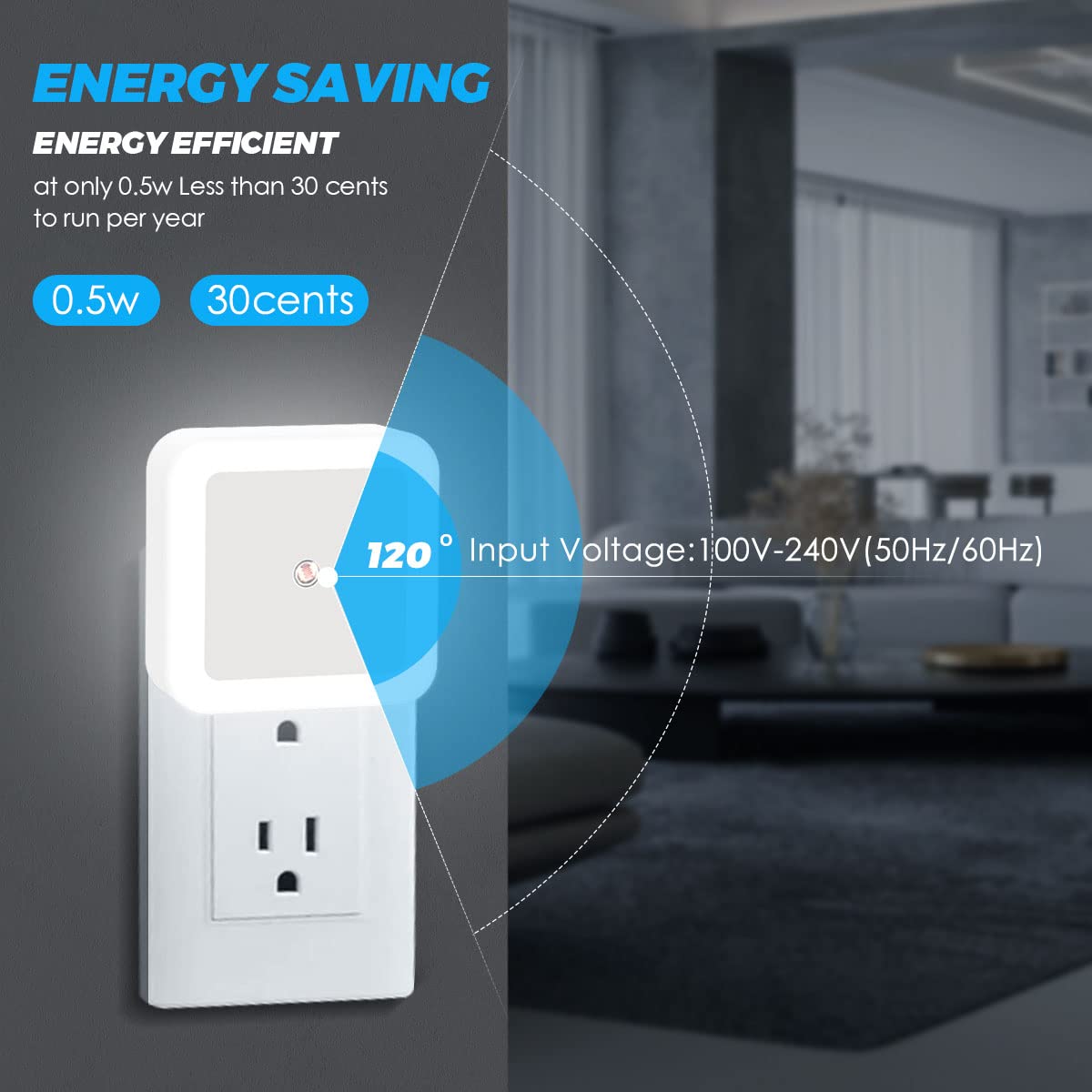Plug-In LED Night Lights – Dusk to Dawn Auto Sensor Night Lamps for Bedroom, Hallway, Bathroom & Nursery（8-Pack）