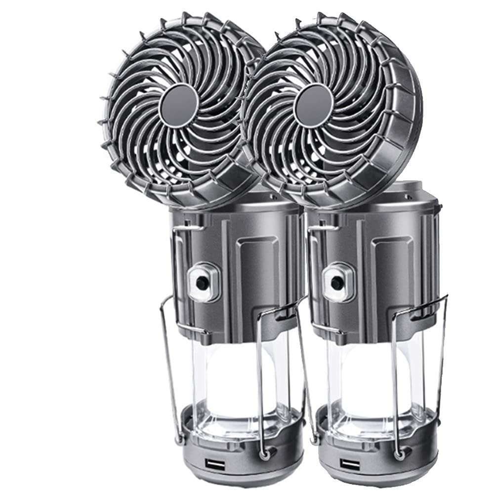 Solar Camping Lanterns with Fan – Rechargeable Emergency Tent Lights with 3 Power Sources for Camping, Power Outages & Outdoor Adventures