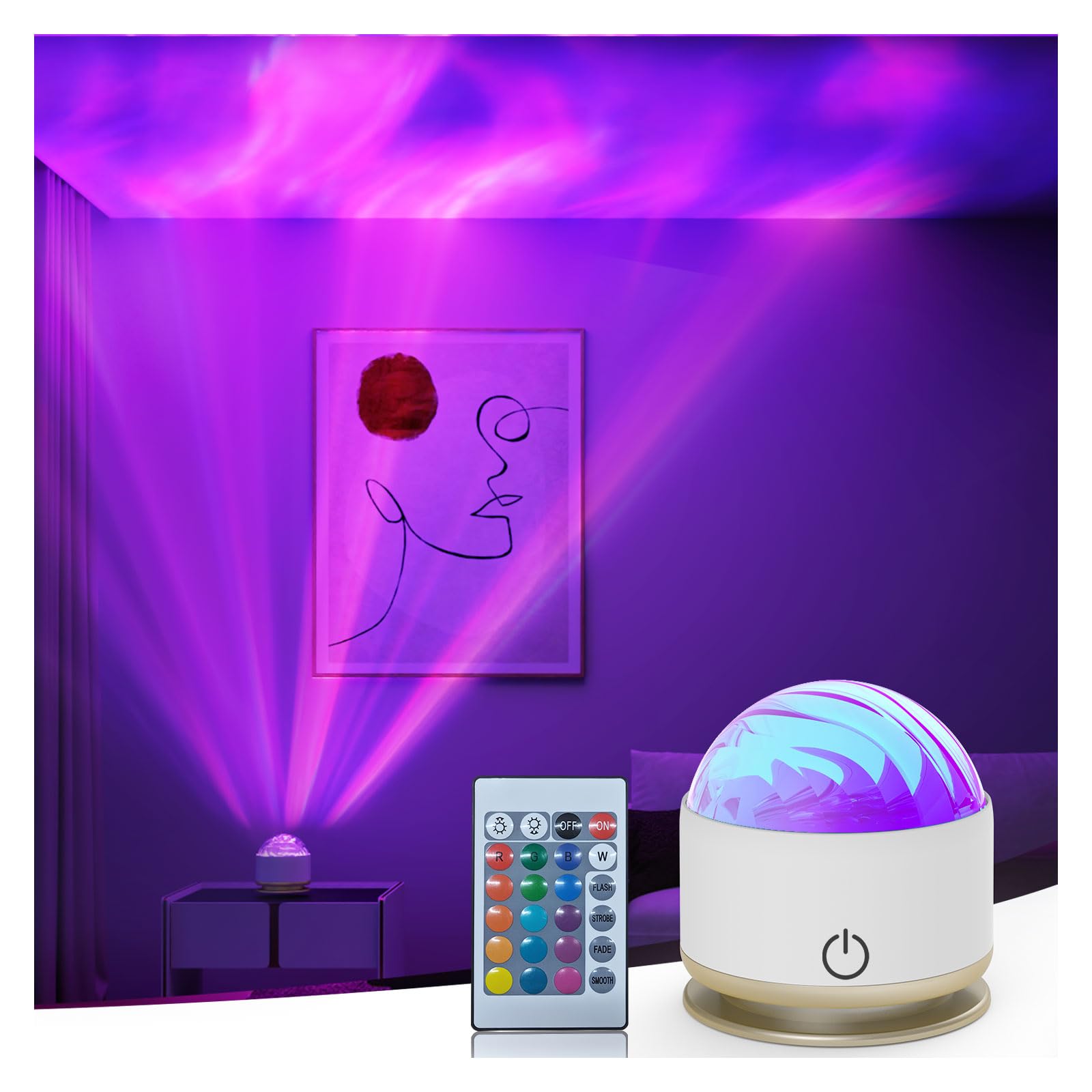 16-Color Aurora Night Light – Galaxy & Ocean Wave Projector Lamp for Bedroom & Party