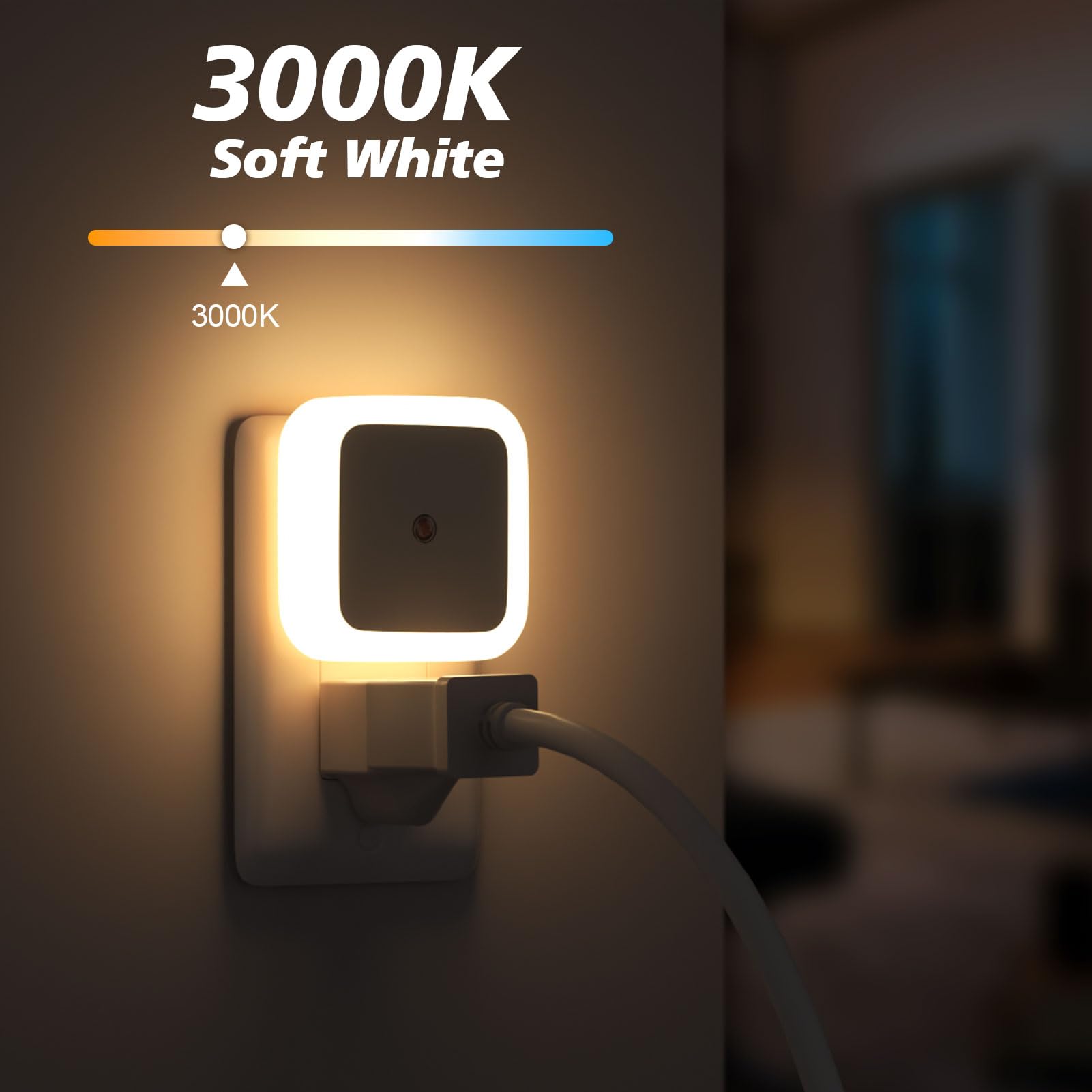 Plug-In LED Night Lights – Dusk to Dawn Auto Sensor Night Lamps for Bedroom, Hallway, Bathroom & Nursery（8-Pack）