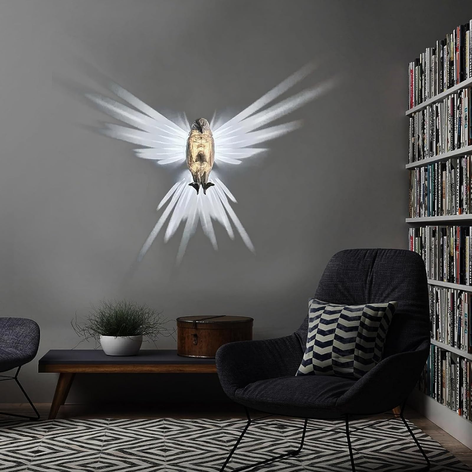 3D Bald Eagle LED Wall Lamp – Geometric Resin Sculpture Light for Bedroom, Study, Hallway & Modern Home Decor