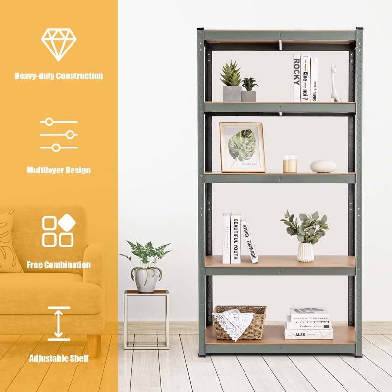 Eletriclife 36 x 72 Inch Adjustable 5-Layer 2000 lbs Capacity Storage Shelf Gray