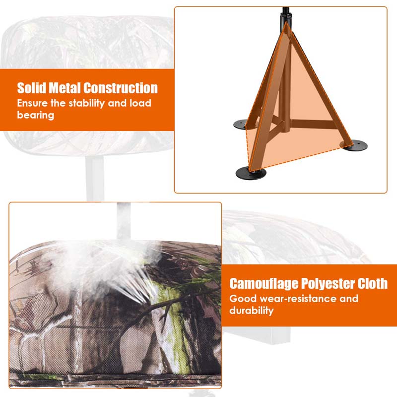 Eletriclife Swivel Hunting Chair Tripod Blind Stool with Detachable Backrest
