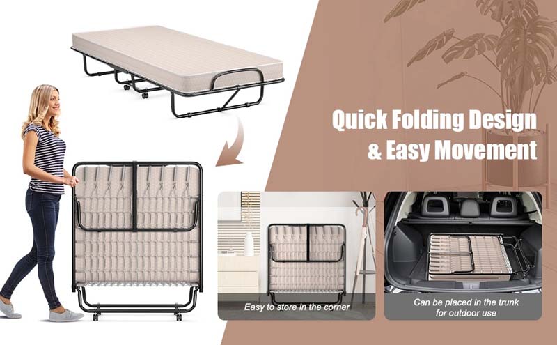 Eletriclife 5 Inch Memory Foam Rollaway Guest Bed