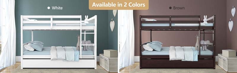Eletriclife Full over Full Bunk Bed Platform Wood Bed