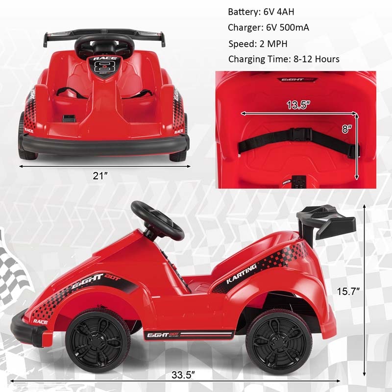 Eletriclife 6V Battery Powered Go Kart Kids Ride On 4 Wheel Racer RC