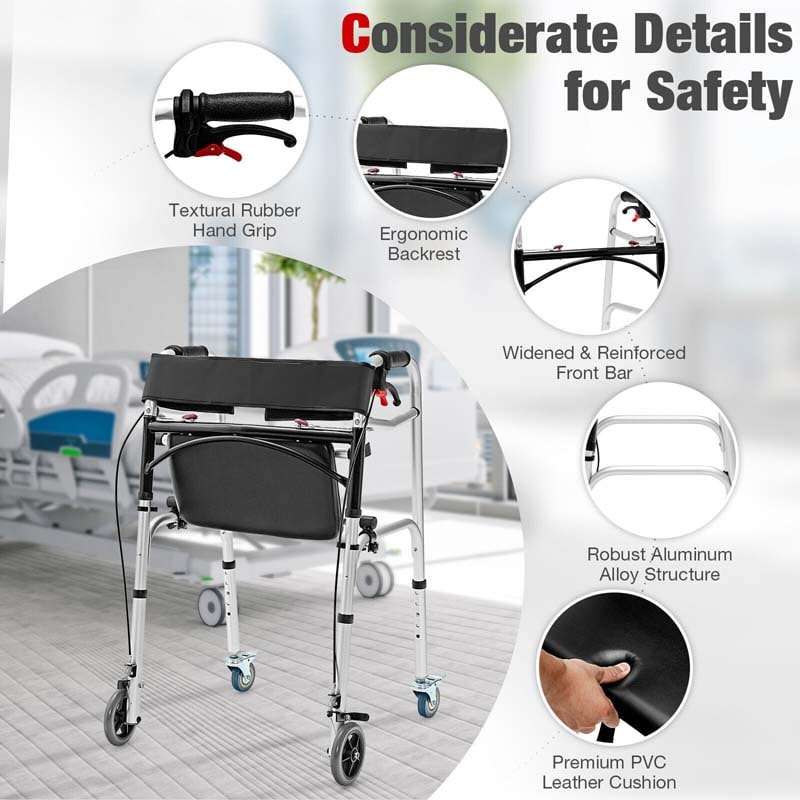 Eletriclife Standard Walker 2-button Folding Walker with 5 inch Wheels