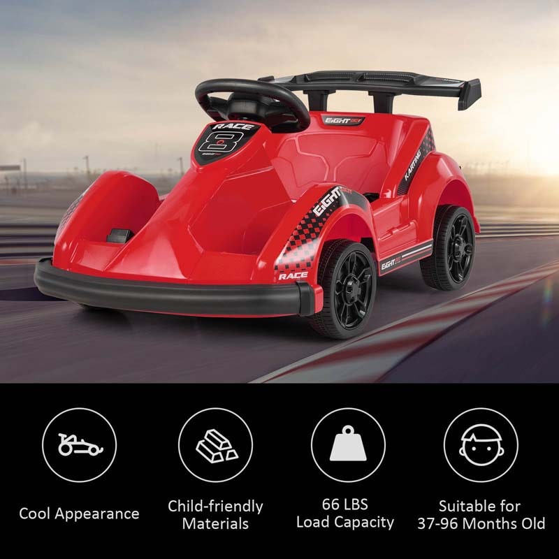 Eletriclife 6V Battery Powered Go Kart Kids Ride On 4 Wheel Racer RC