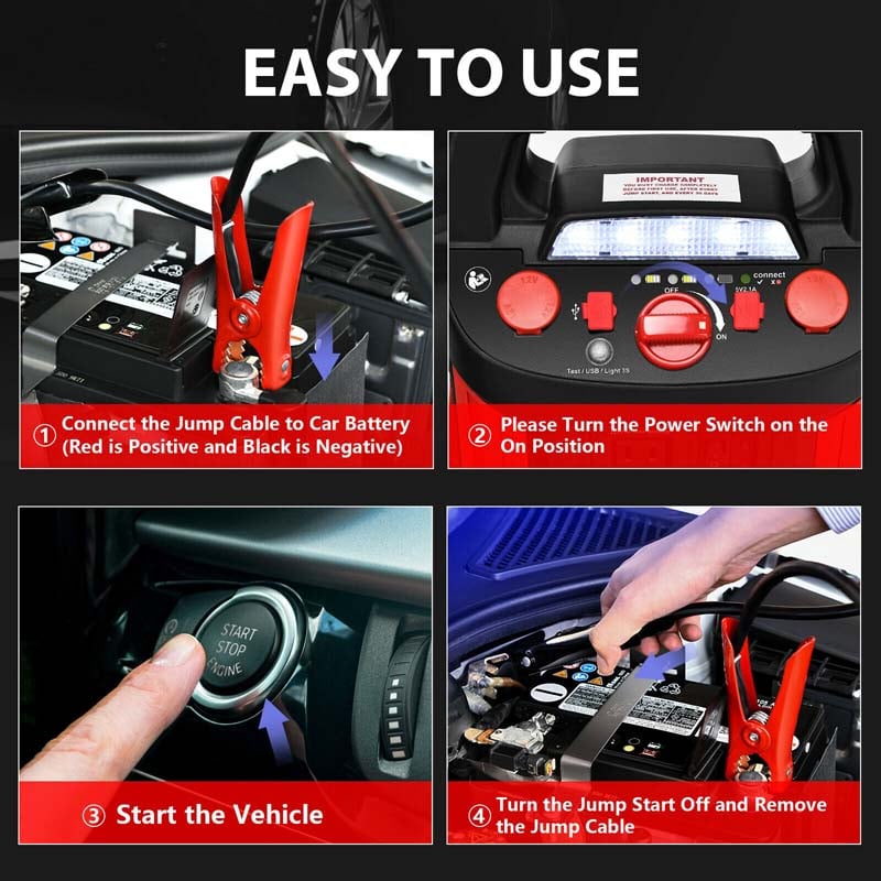 Eletriclife Jump Starter Air Compressor Power Bank Charger with LED Light and DC Outlet