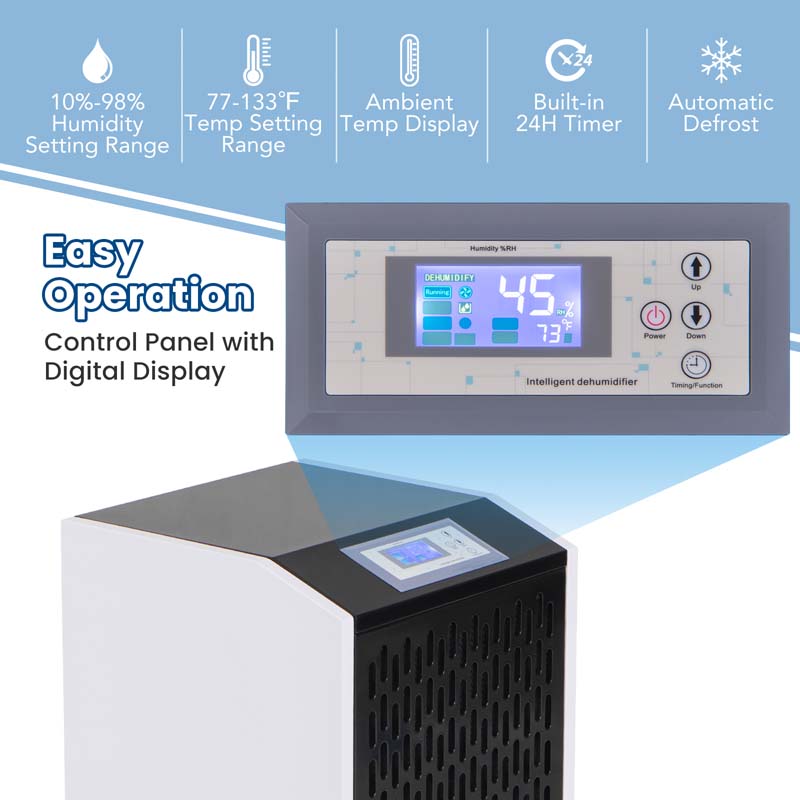 Eletriclife 250 Pints Commercial Dehumidifier with Drain Hose