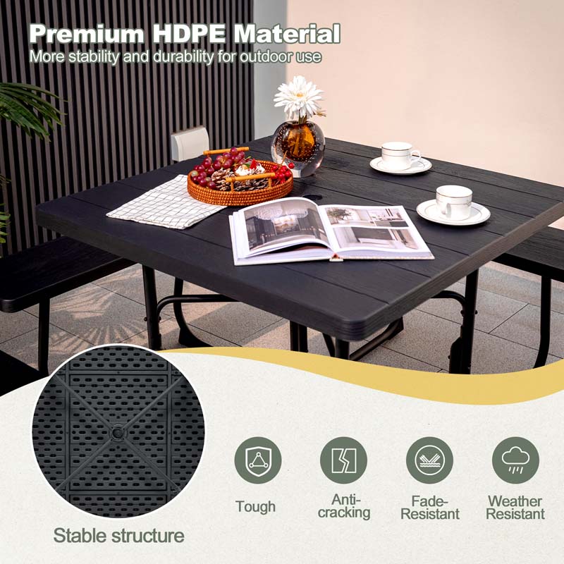 Eletriclife Outdoor Picnic Table with 4 Benches and Umbrella Hole
