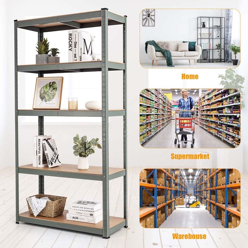 Eletriclife 36 x 72 Inch Adjustable 5-Layer 2000 lbs Capacity Storage Shelf Gray
