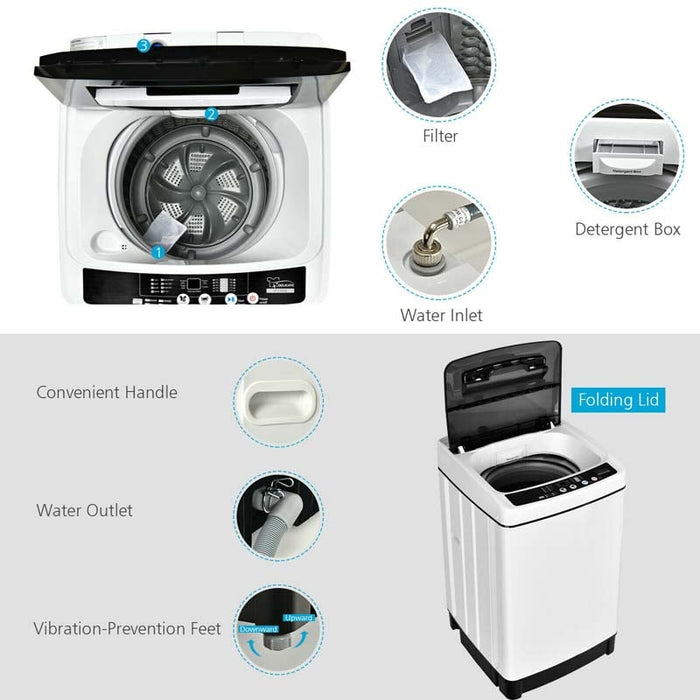 Eletriclife Full-Automatic Washing Machine 11 LBS Washer and Dryer