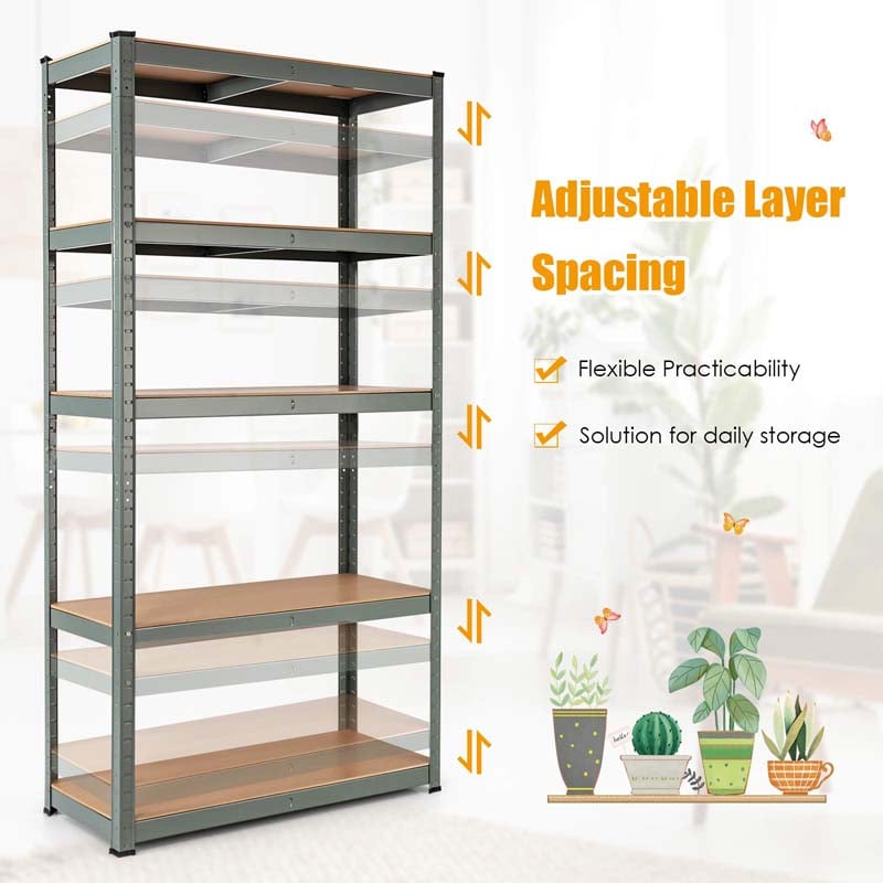Eletriclife 36 x 72 Inch Adjustable 5-Layer 2000 lbs Capacity Storage Shelf Gray