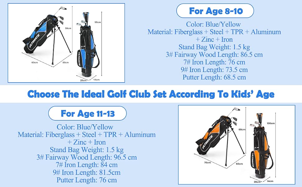 Costway Junior Complete Golf Club Set for Age 8 to 13