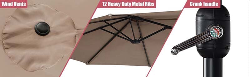 Eletriclife 15 ft Double-Sided Outdoor Patio Umbrella with Crank