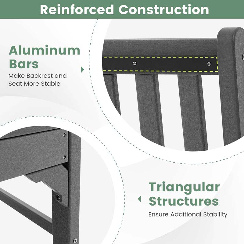 Eletriclife All-Weather HDPE 2-Person Garden Bench with Backrest and Armrests