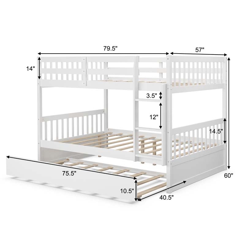 Eletriclife Full over Full Bunk Bed Platform Wood Bed