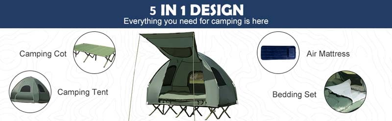 Eletriclife Foldable 2-Person Outdoor Camping Tent with Air Mattress