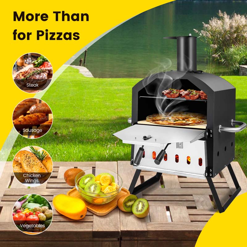 Eletriclife Outdoor Pizza Oven with Anti-scalding Handles and Foldable Legs