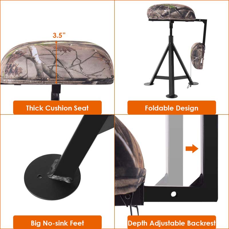 Eletriclife Swivel Hunting Chair Tripod Blind Stool with Detachable Backrest