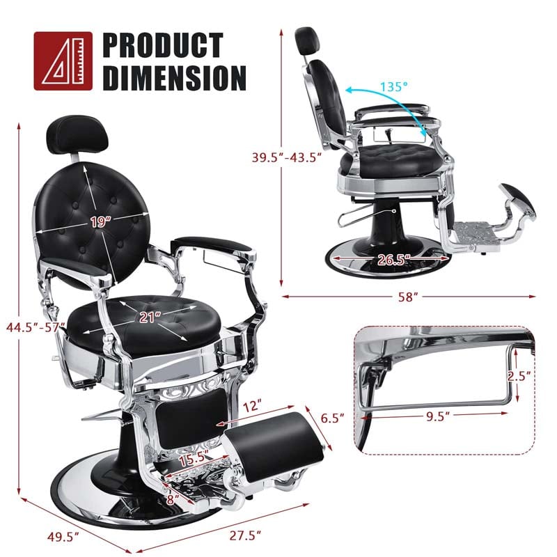 Eletriclife Vintage Barber Chair with Adjustable Height and Headrest