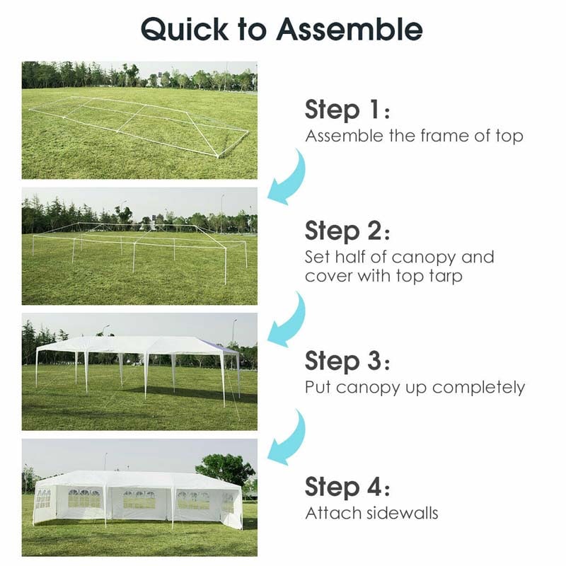 Eletriclife 10 x 30 FT Outdoor Party Wedding Gazebo Canopy Tent with 5 Removable Sidewalls