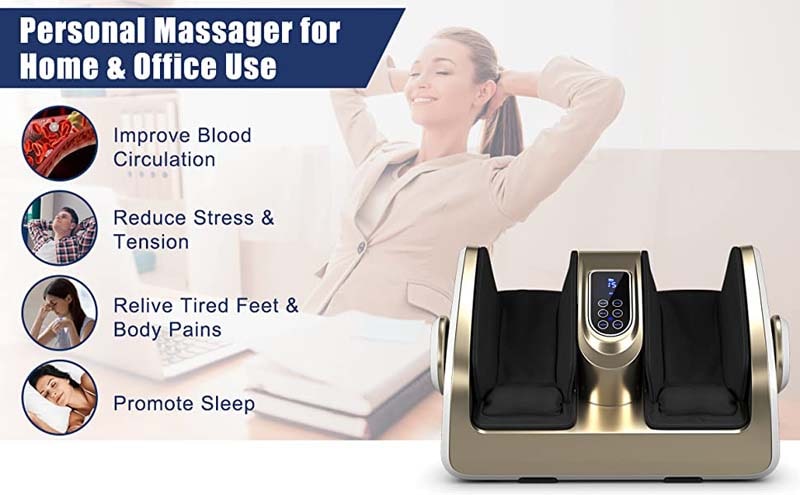 Eletriclife Shiatsu Foot Calf Massager with Heat and Remote Control