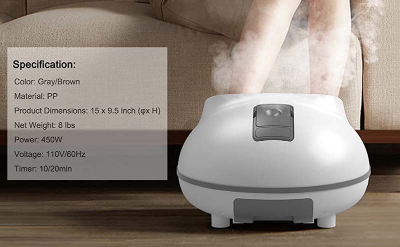 Eletriclife Steam Foot Spa Bath Massager Foot Sauna Care with Heating Timer Rollers