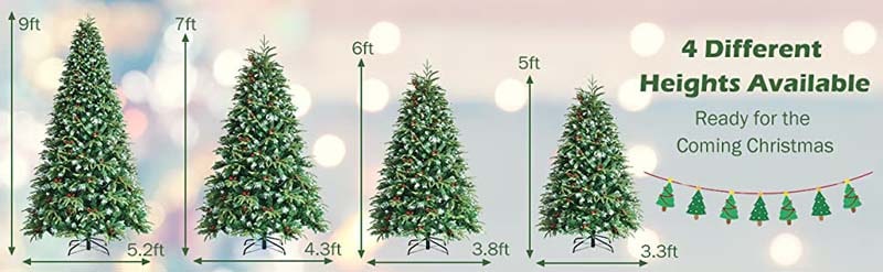 Eletriclife Pre-Lit Snowy Christmas Hinged Tree with Flash Modes and Multi-Color Lights