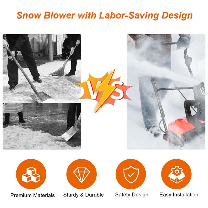Eletriclife 18-inch 15 Amp Snow Thrower Corded Snow Blower