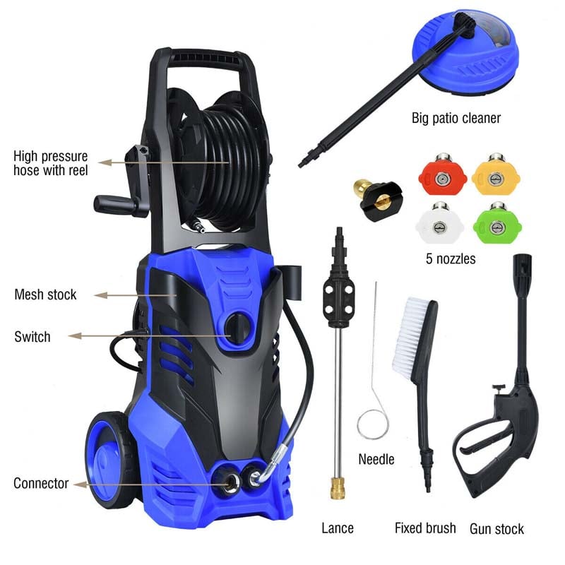 Eletriclife 3000PSI Electric Portable High Power Washer with 5 Nozzles