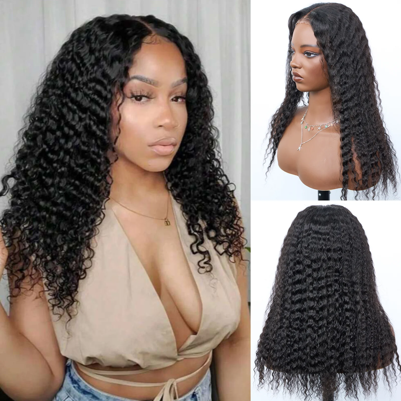 [Ashine] 18 Inch #1B Loose Deep Wavy 5*5HD Front Lace Wig 150% Density Must-Have style Glueless Human Hair