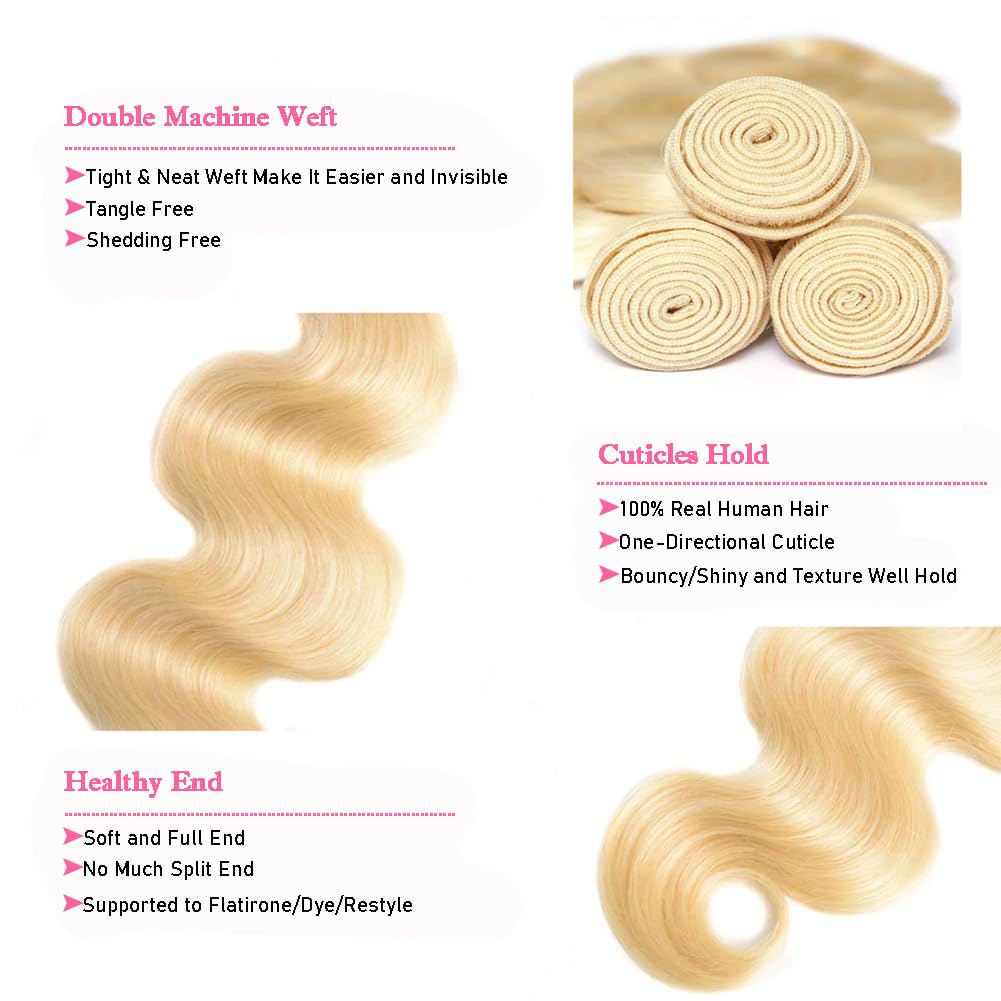 [Queen Zen] 613 Blonde Bundles Body Wave 12A 100% Brazilian Virgin Human Hair