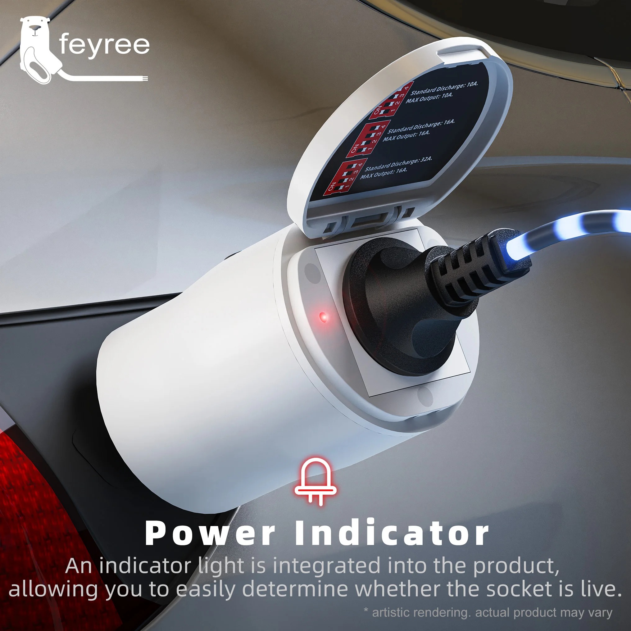 Feyree Portable Type1 7kW EV Charging Station Smart WIFI APP Control 32A Adjustable Current IP66 Waterproof for Electric Vehicle