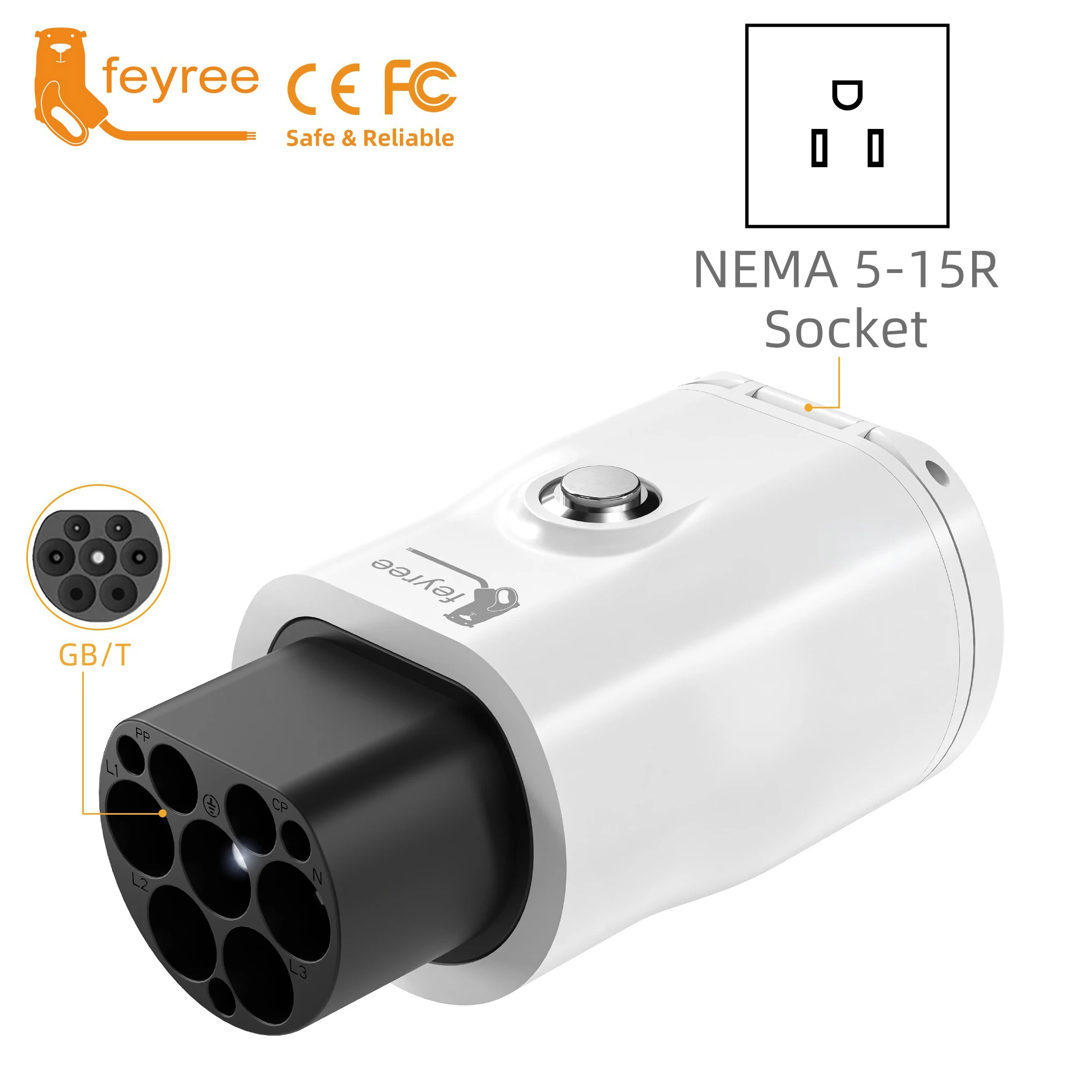 Feyree Portable Type1 7kW EV Charging Station Smart WIFI APP Control 32A Adjustable Current IP66 Waterproof for Electric Vehicle