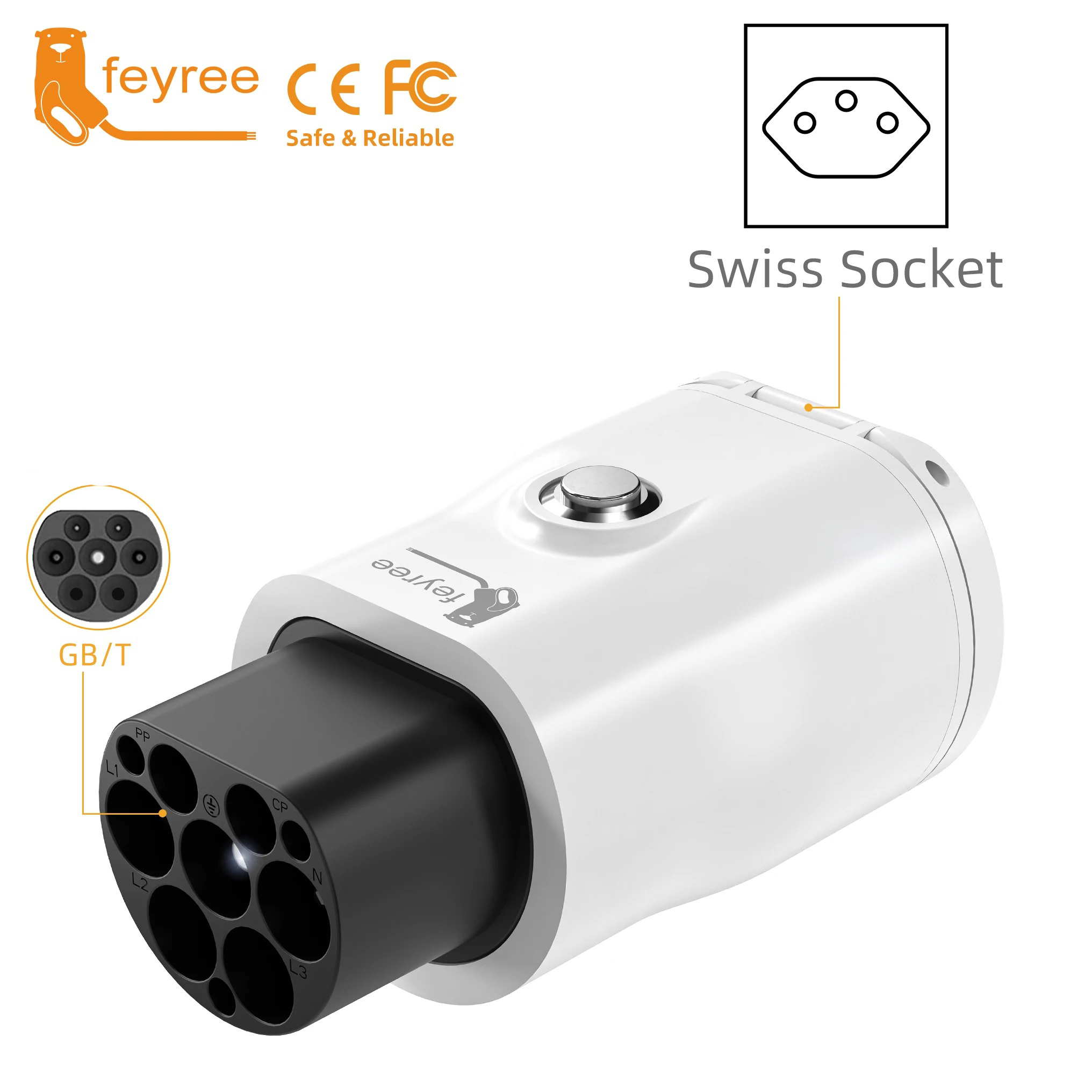 Feyree Portable Type1 7kW EV Charging Station Smart WIFI APP Control 32A Adjustable Current IP66 Waterproof for Electric Vehicle