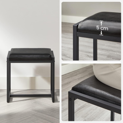VASAGLE Tocador con Espejo y Taburete, Mesa de Maquillaje con Espejo Triple, 3 Cajones, Industrial, Marrón Rústico y Negro MRVT004B01V2