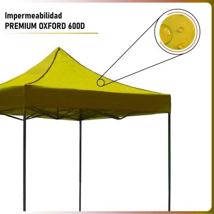 RACK & PACK Carpa 3x3 para Exteriores Lona Jardin Toldo Retractil Estructura de Acero Plegable 3 Ajustes de Altura Impermeabilidad 600D Premium Campismo Facil Armado Fiesta Reunión (Verde)