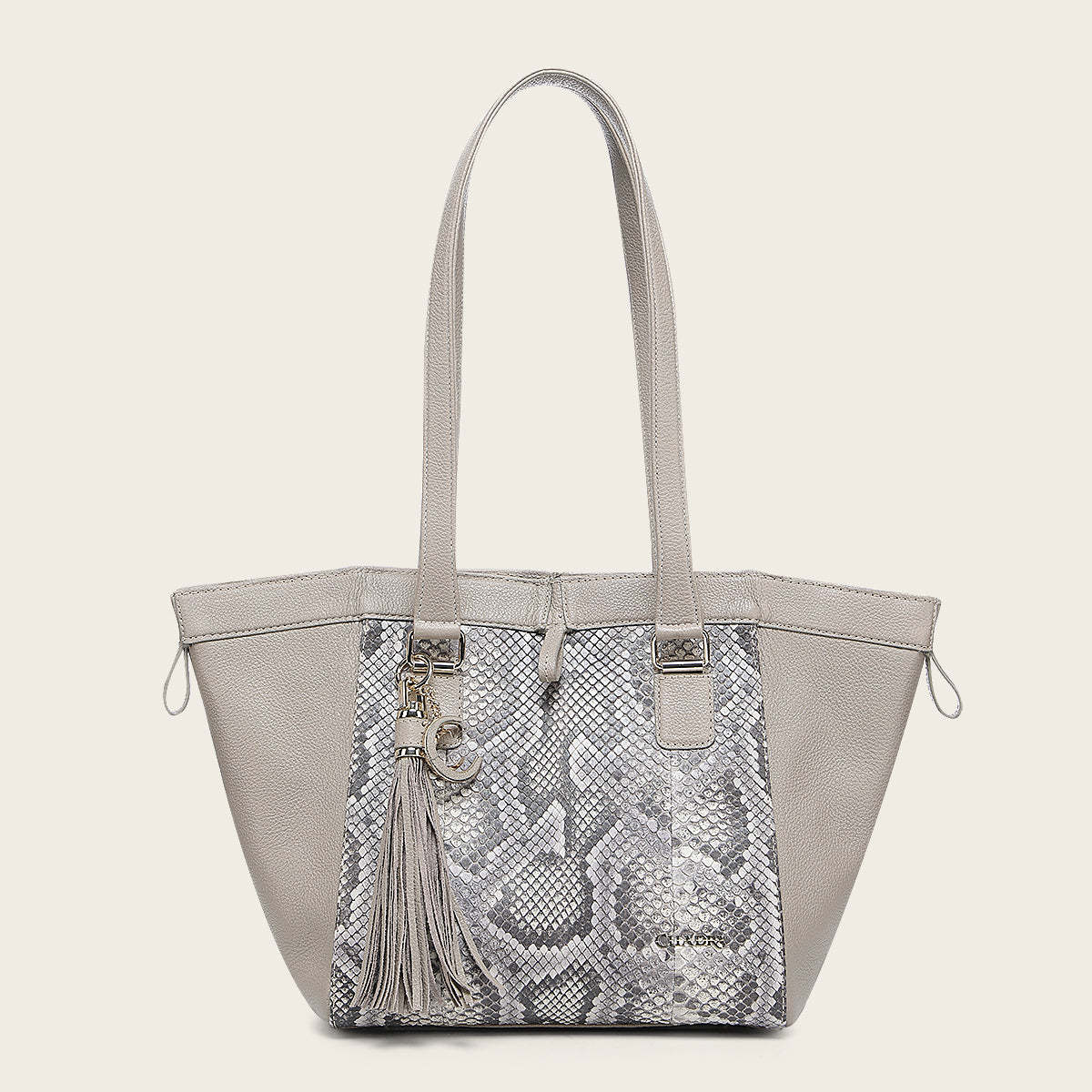 Bolso tote en piel genuina de pitón para dama