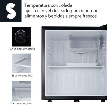 SIGNA Frigobar 46L (1.6 pies cubicos) Mini Refrigerador Compacto Negro Refrigerador Pequeño Con congelador de Acero Inoxidable Ideal Para Espacios Pequeños Frigobar Mini Multifuncional