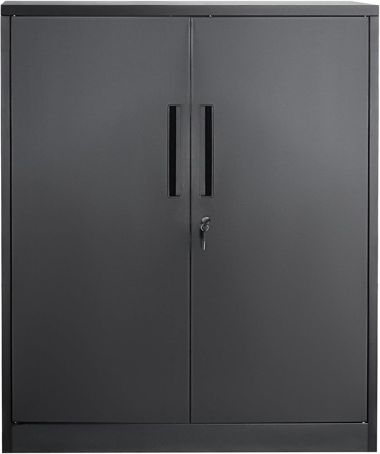 Metal Storage Cabinet with Wheels, 75'' Locking Steel Storage Cabinet with 2 Magnetic Doors and 4 Adjustable Shelves for Office, Garage, Home