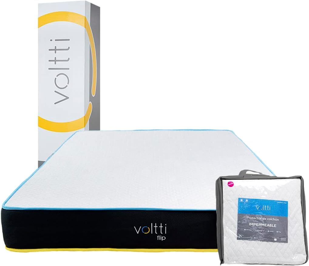 Voltti Colchón King Doble Confort | 20 CM | Reversible con 2 Diferentes Firmezas | Nano Memory Foam | Ergonómico y Ortopédico | Disminuye Puntos de Presión