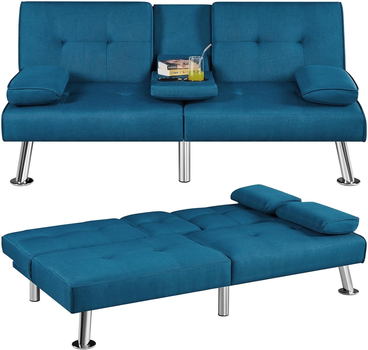 Yaheetech - Sofá cama convertible ajustable, moderno sillón reclinable