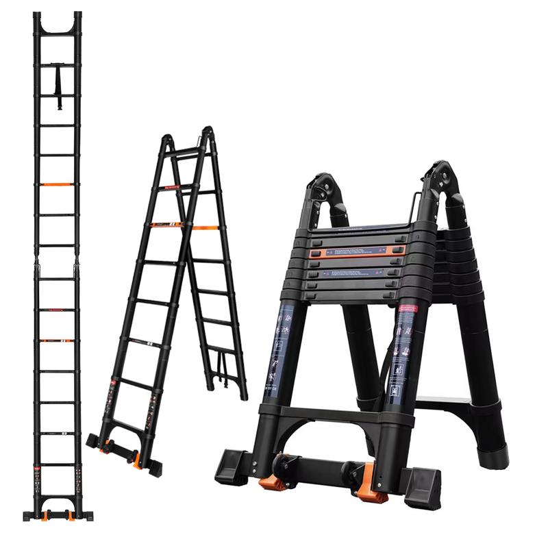 Escalera telescópica de 5 metros (16,5 pies) con estructura en A, escalera plegable portátil de extensión, escalera telescópica compacta multiusos para trabajos al aire libre, capacidad máxima de 150 kg (330 lbs), TikTokShopBlackFriday