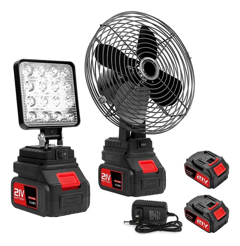 【Producto Viral】Conjunto de Ventilador Portátil de Metal Inalámbrico y Luz LED Recargable