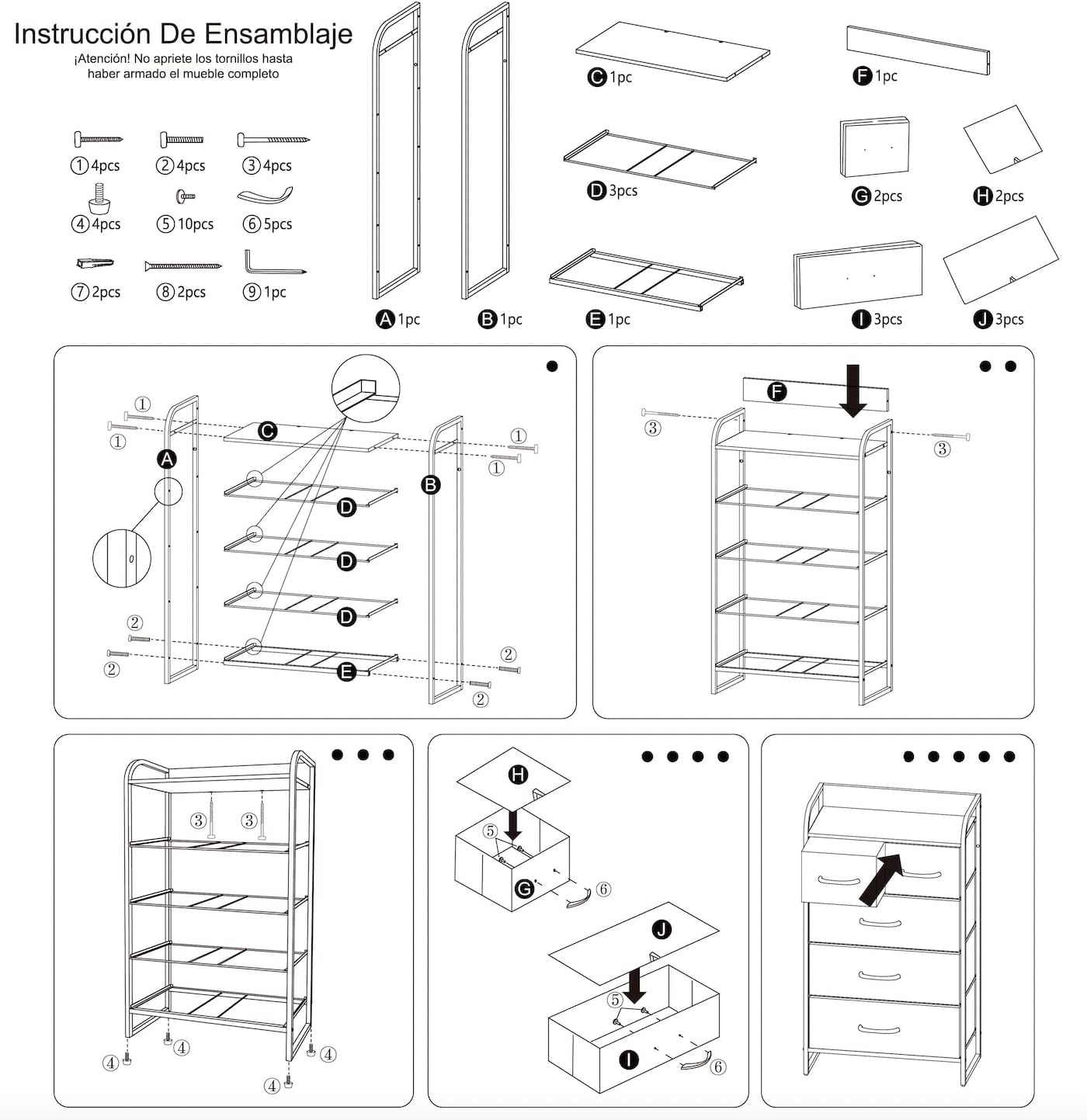 MU:4LIFE Cómoda De 5 Cajones Almacenamiento para Hogar Y Oficina, Organizador Cajonera De Estructura Metal y Cajones De Tela Lino Poliéster y Tela No Tejida (Gris Claro)