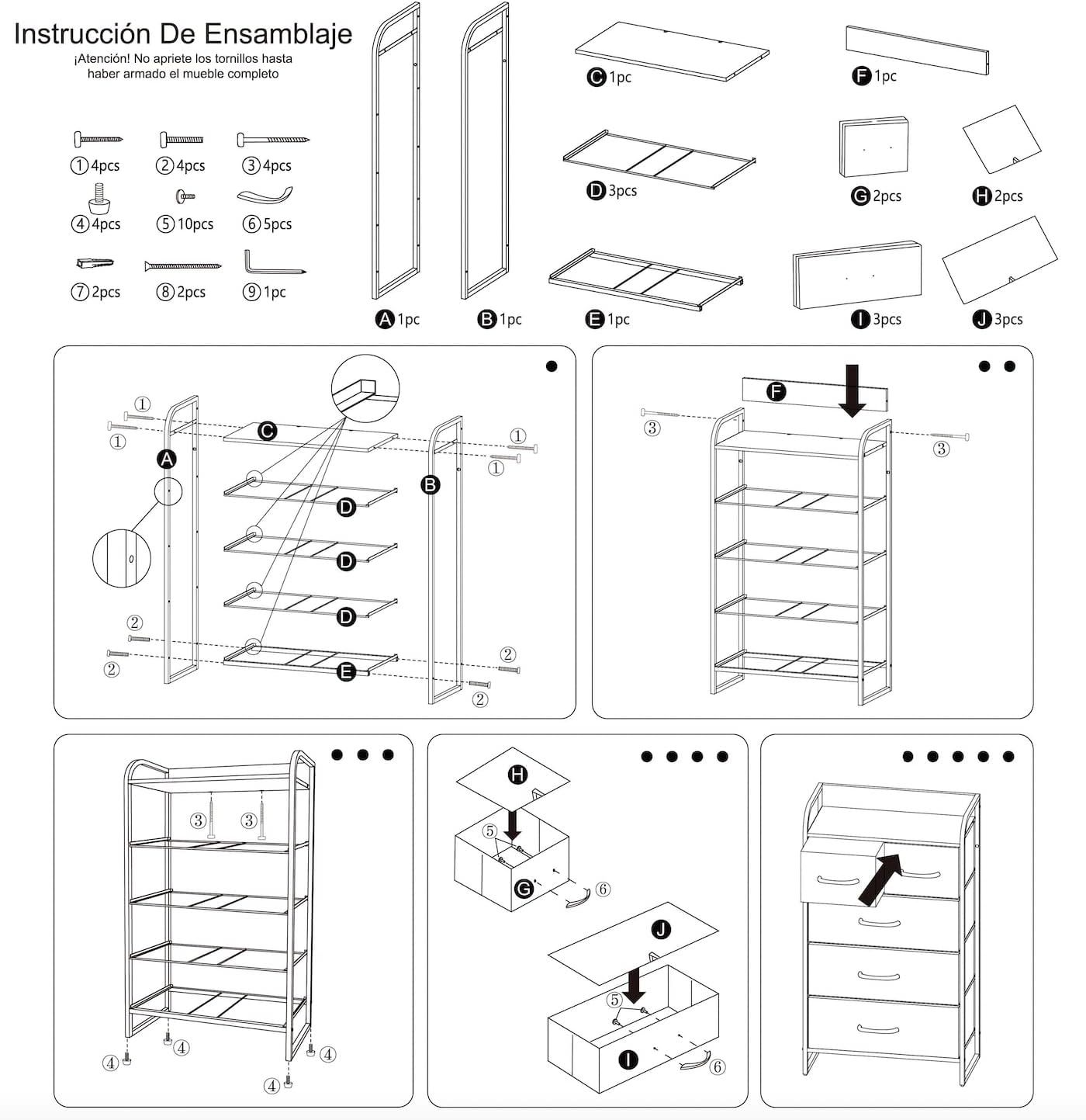 MU:4LIFE Cómoda De 5 Cajones Almacenamiento para Hogar Y Oficina, Organizador Cajonera De Estructura Metal y Cajones De Tela Lino Poliéster y Tela No Tejida (Gris Claro)