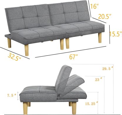 ! Sólo MXN$507 hoy KAIRUITUCH - Sofá cama convertible 3 en 1 para cama individual, sofá de futón con respaldo plegable ajustable, 2 piezas, futón pequeño para sala de estar, departamento