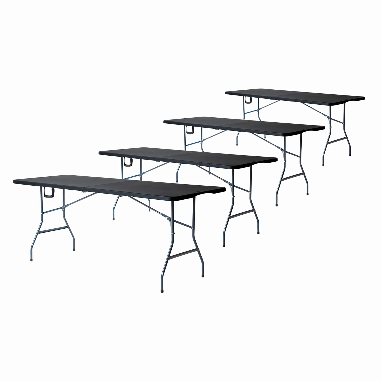 Paquete de 4 Mesas Plegables Blancas 180 cm para Eventos y Fiestas Cómodas y Prácticas